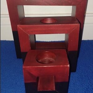Modern Red and Black Candle Holder Set
